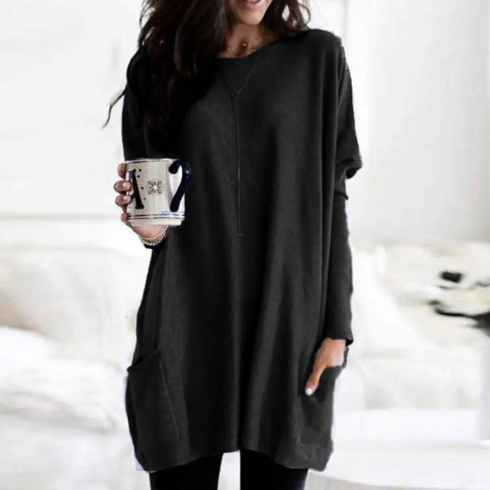 Oversized Pullover Long Sleeve Cotton Soft with Pockets