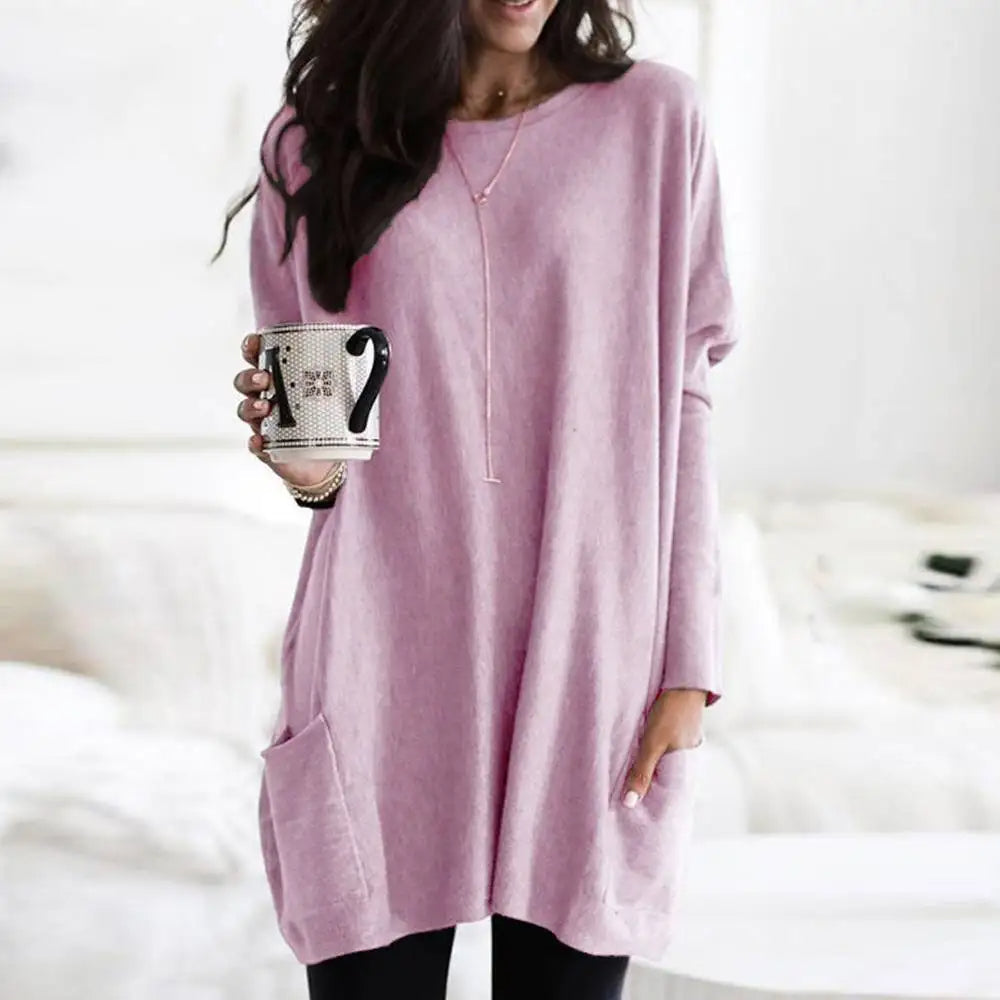 Oversized Pullover Long Sleeve Cotton Soft with Pockets