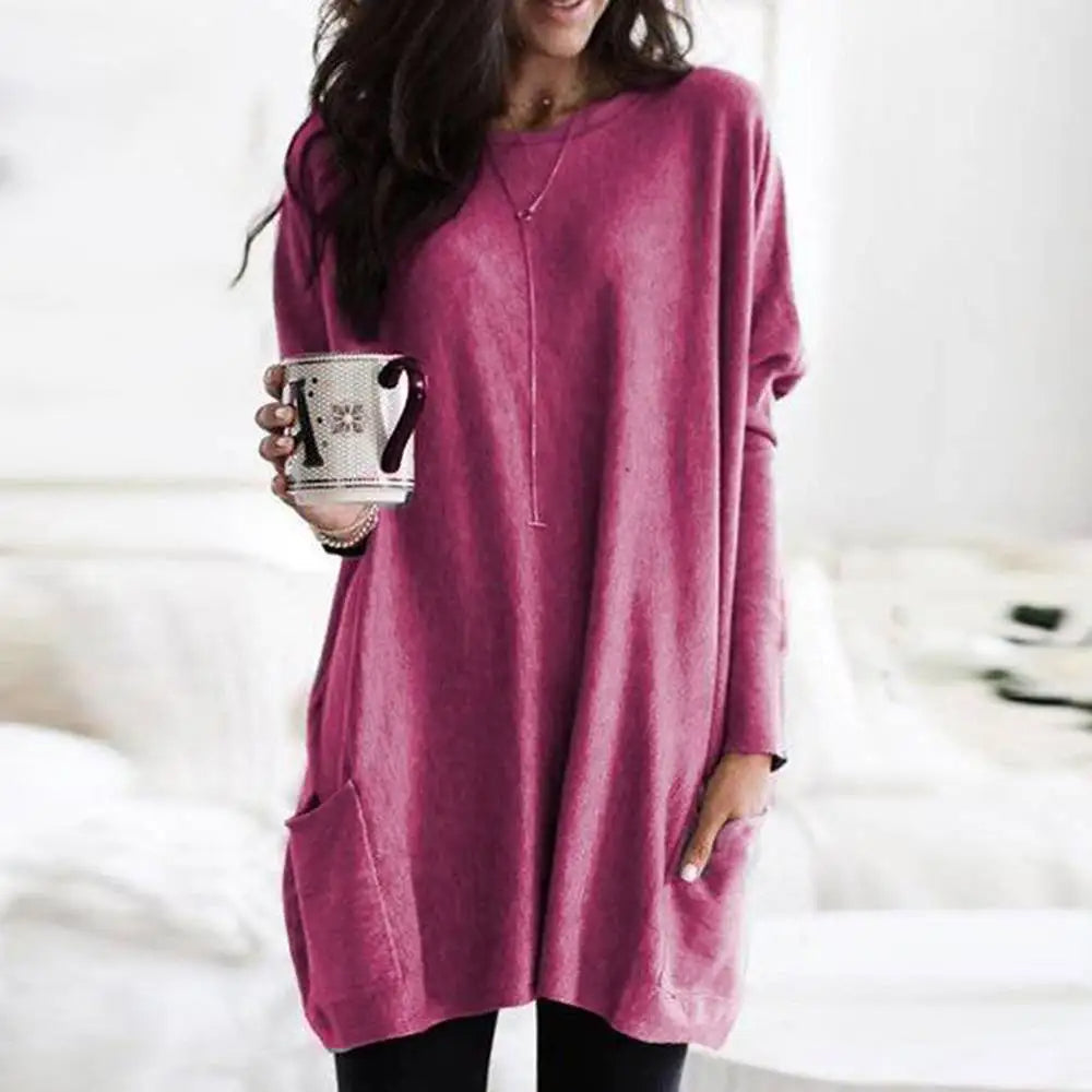 Oversized Pullover Long Sleeve Cotton Soft with Pockets