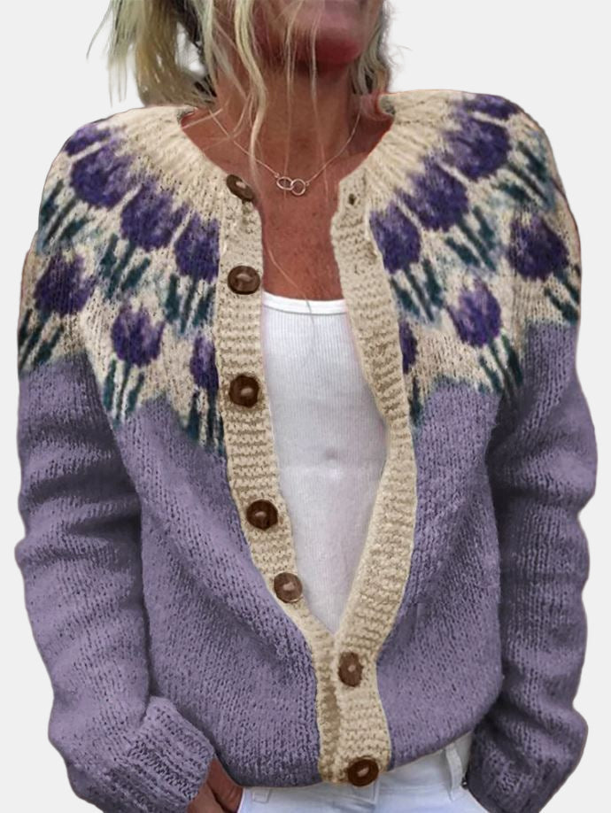 Women's Elegant Floral Cardigan