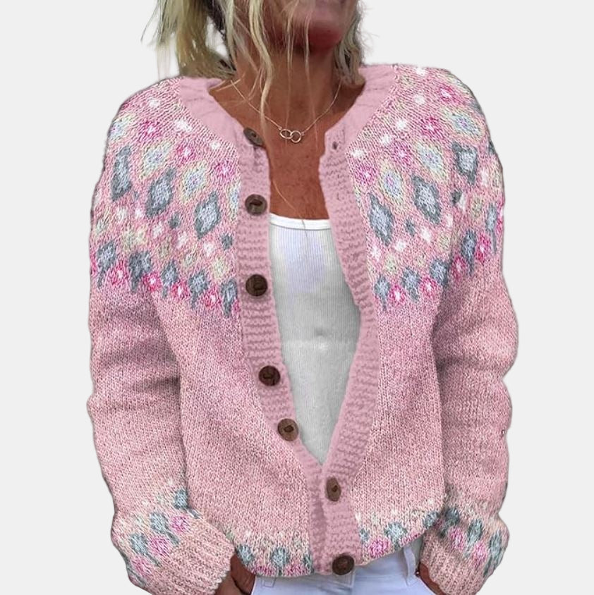 Rosafarbene Strickjacke Damen Mode - IdealeKleiden