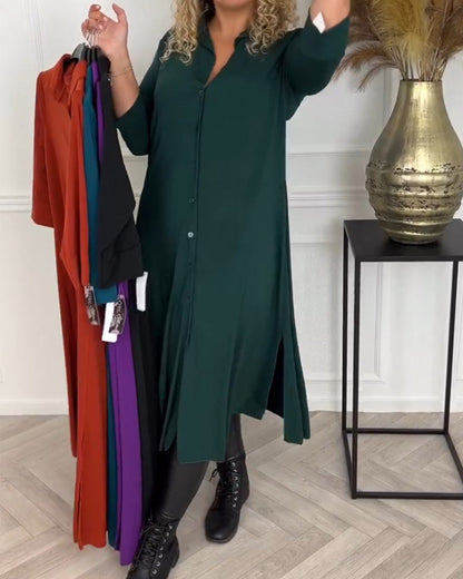 Elegantes Hemdkleid Mit Knöpfen - IdealeKleiden