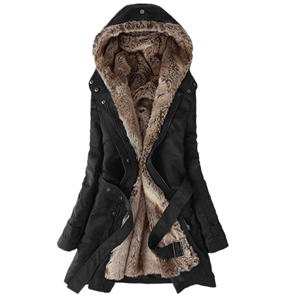 Elegant Women's Parka with Belt & Chic Details