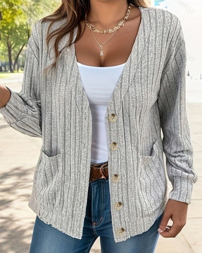 Women's Long-Sleeved V-Neck Coat