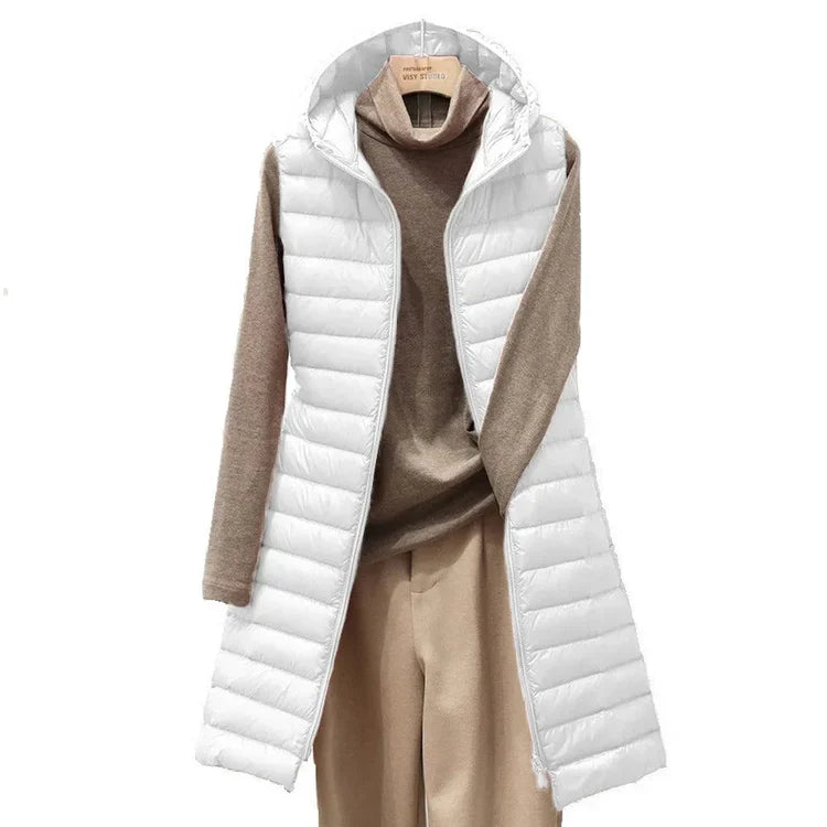 Women's Down Vest Hooded Cotton Warm