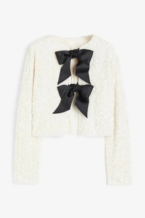 Festive sequin jacket bow tie