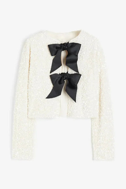 Festive sequin jacket bow tie