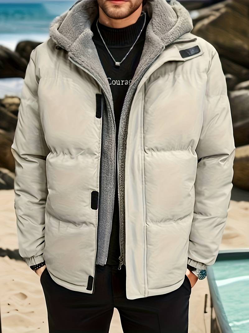 Herren Steppjacke Kapuze Warm Isoliert - IdealeKleiden