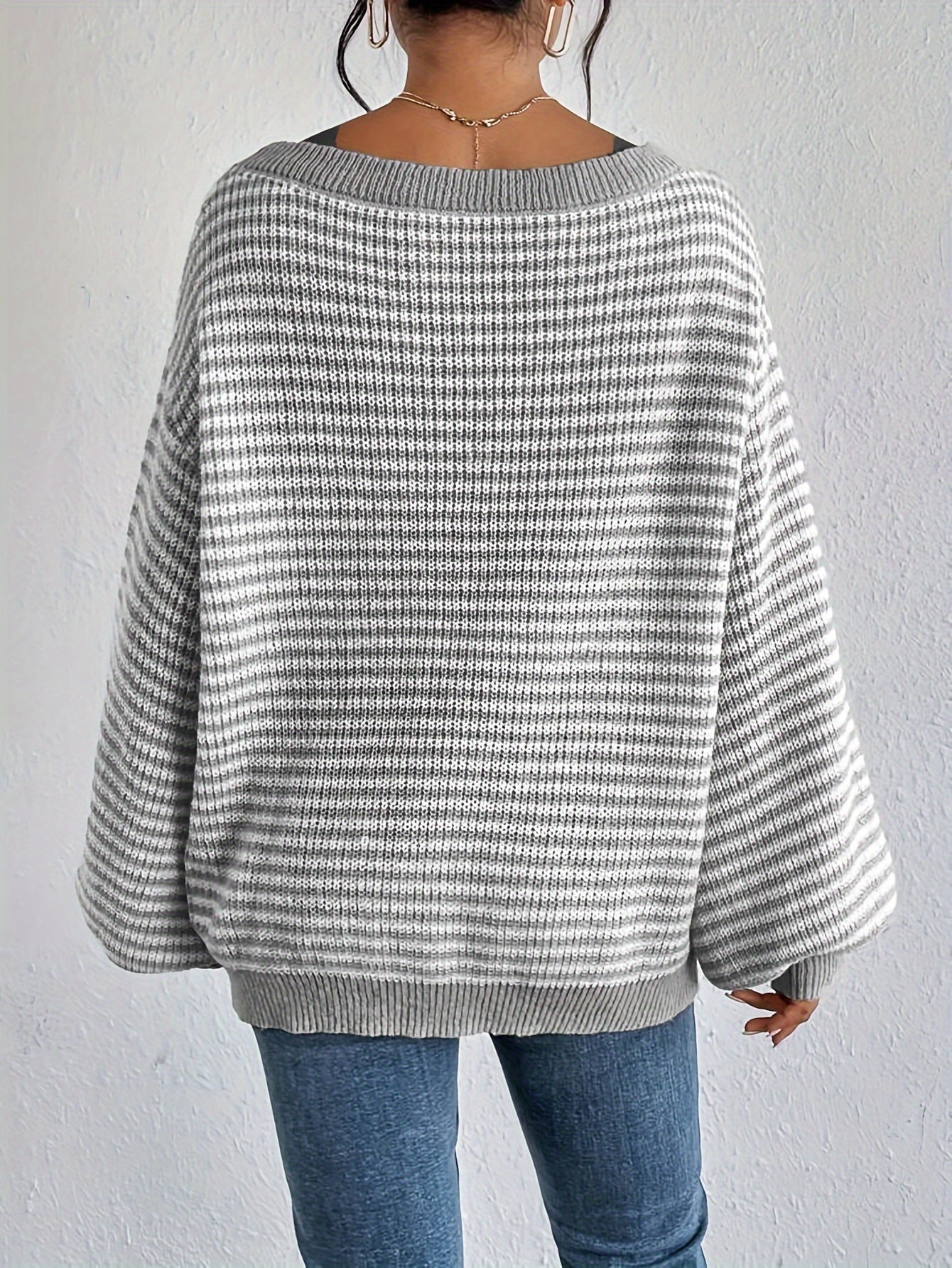 Strahlend Pullover Streifen Design Soft Komfort - IdealeKleiden