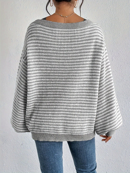 Strahlend Pullover Streifen Design Soft Komfort - IdealeKleiden