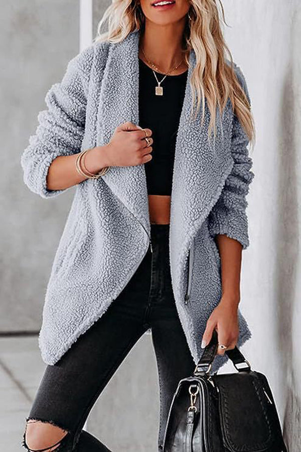 Casual Leather Jacket Zipper Pockets