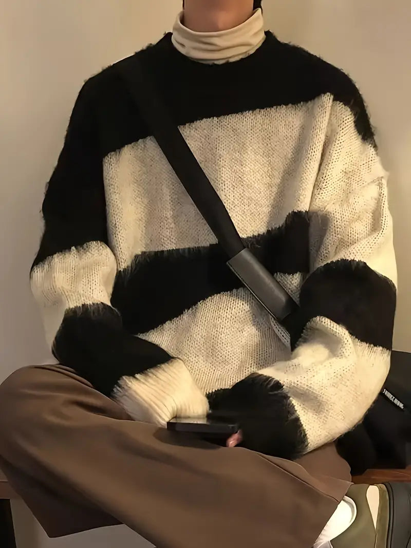 Stylish Men's Crew Neck Sweater Modern Design