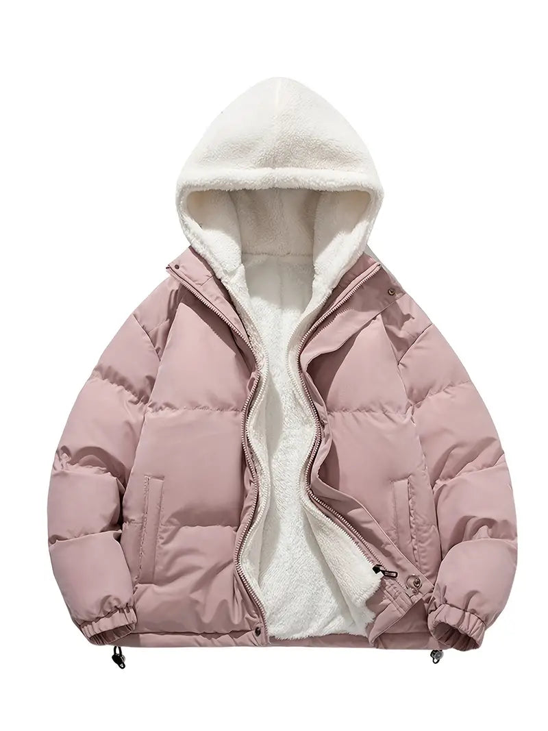 Stylish Winter Jacket Fleece Hood Warm