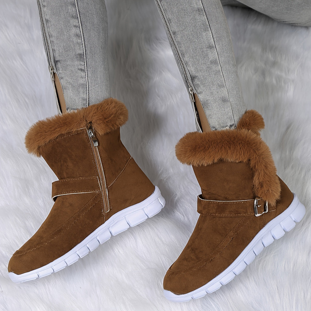Women's Winter Boots Buckle Zipper