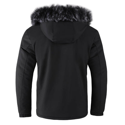 Herren Winterjacke mit Abnehmbarer Pelzkapuze - IdealeKleiden