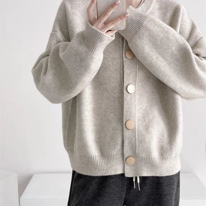 Damen Strickjacke Knöpfchen Verschluss - IdealeKleiden