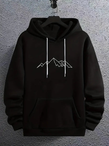 Men's Hoodie Mountain Motif Trendy