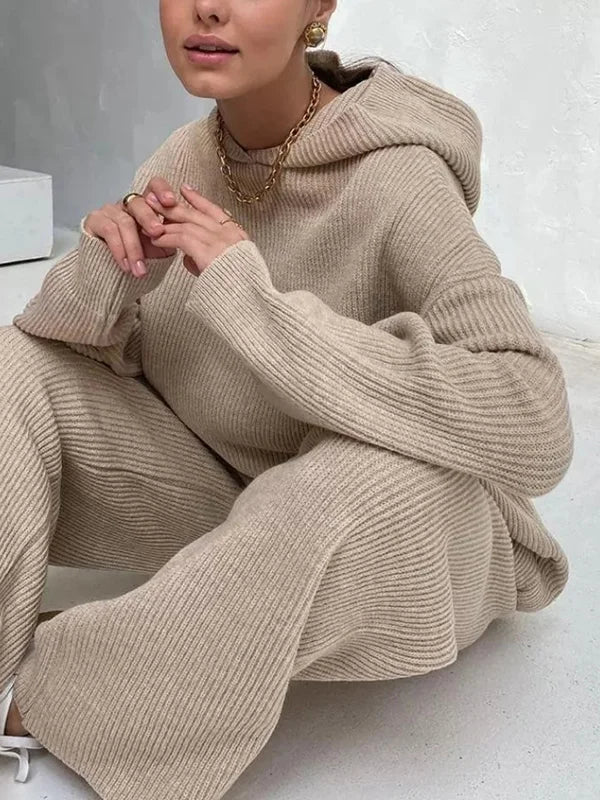 Stylish Women's Hoodie Set Stripe Design
