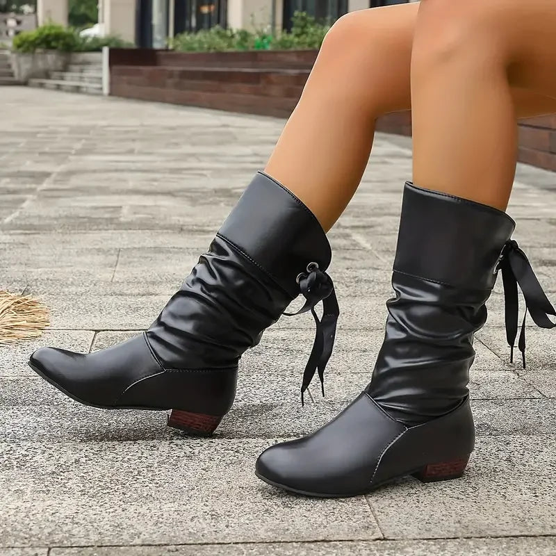 Women's Boots Lace-up Chunky Heel Over-the-knee