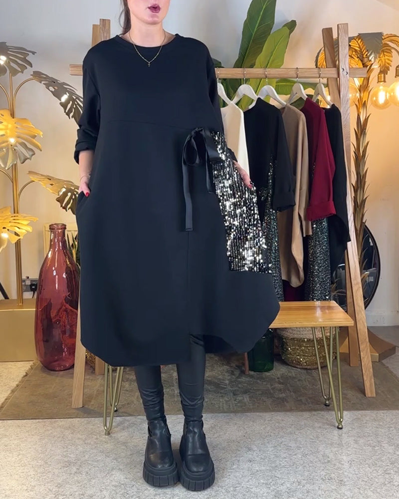 Elegant Long-Sleeve Glitter Evening Dresses