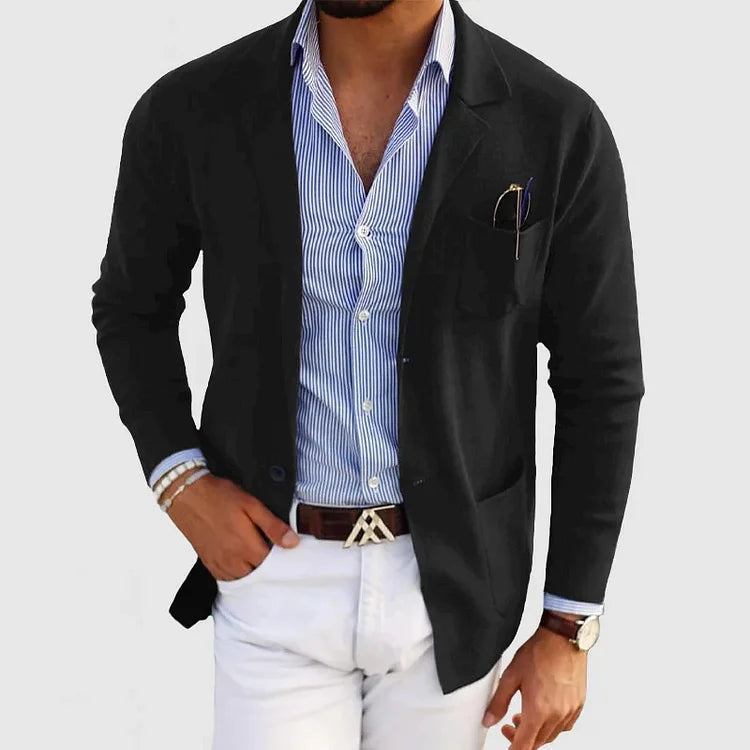 Men's Knitted Blazer Beige Casual