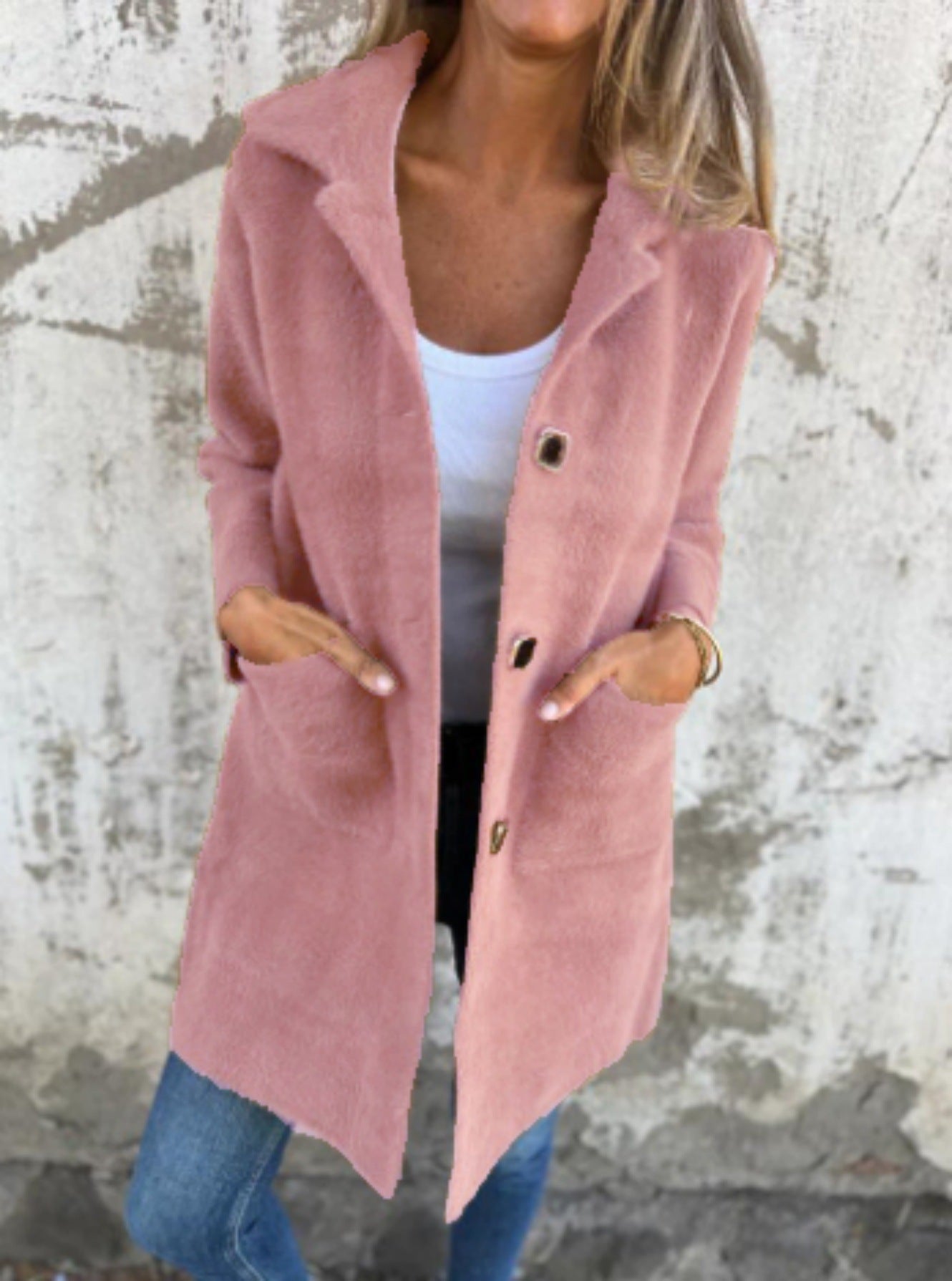 Long Women's Jacket Modern Buttons