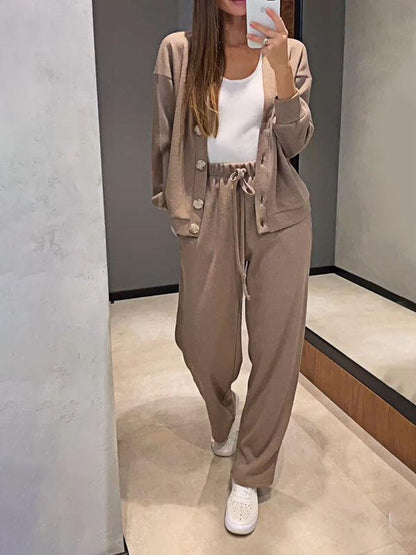 Women's Elegant V-Neck Cashmere Set