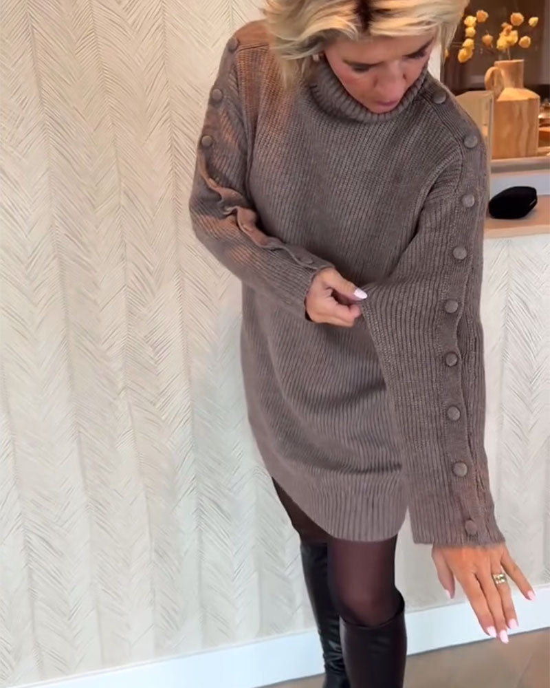 Women's Modern Knit Dress with Buttons