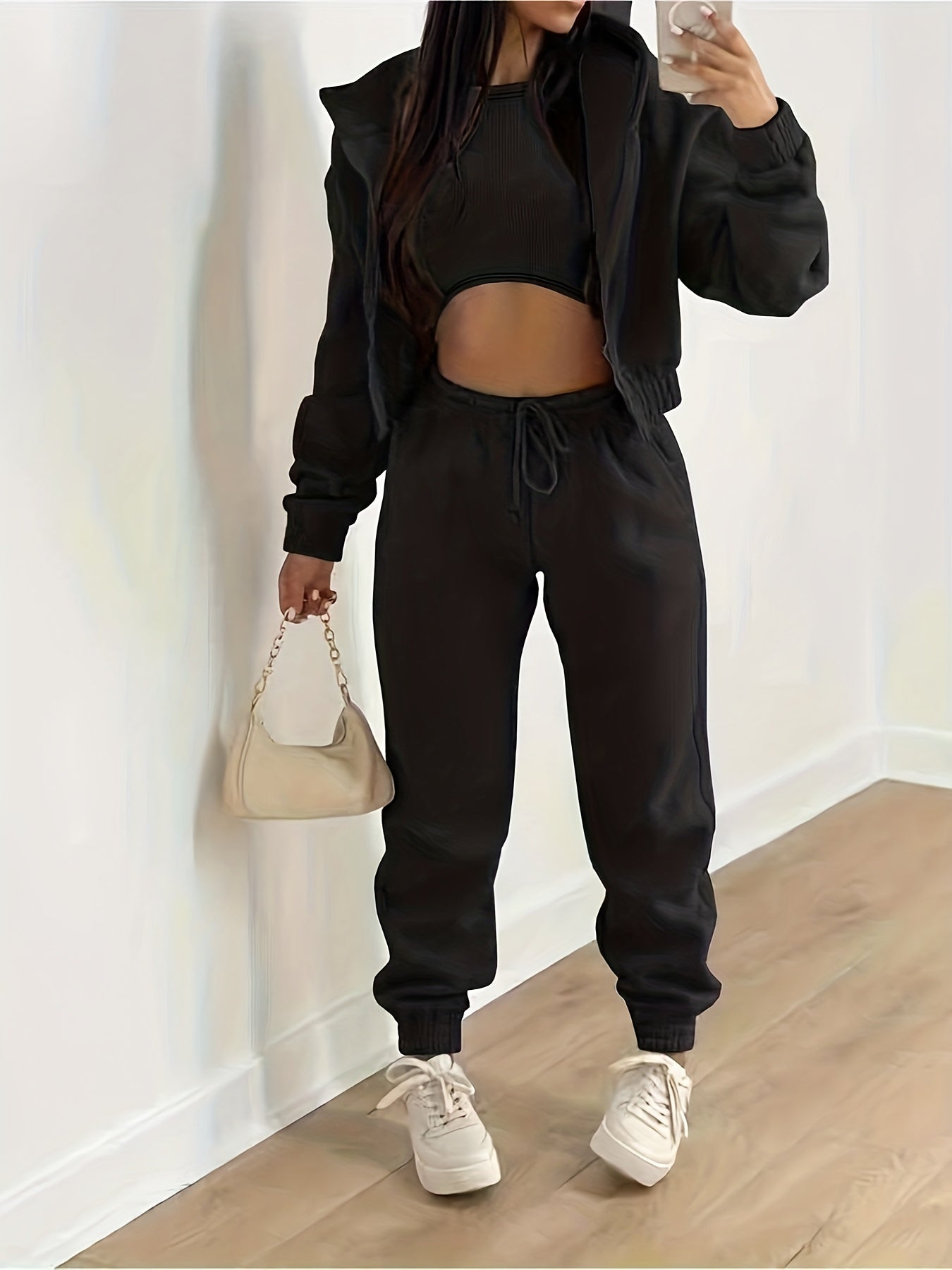 Complete Sportswear Set Hooded Jacket Pants Top