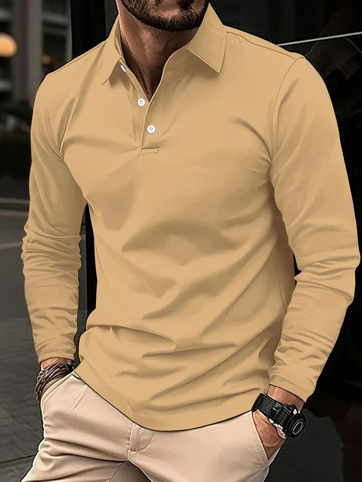 Men's Modern Long-Sleeve Polo Shirt