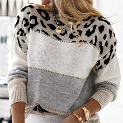 Leopard Print Sweater Women Soft Knit