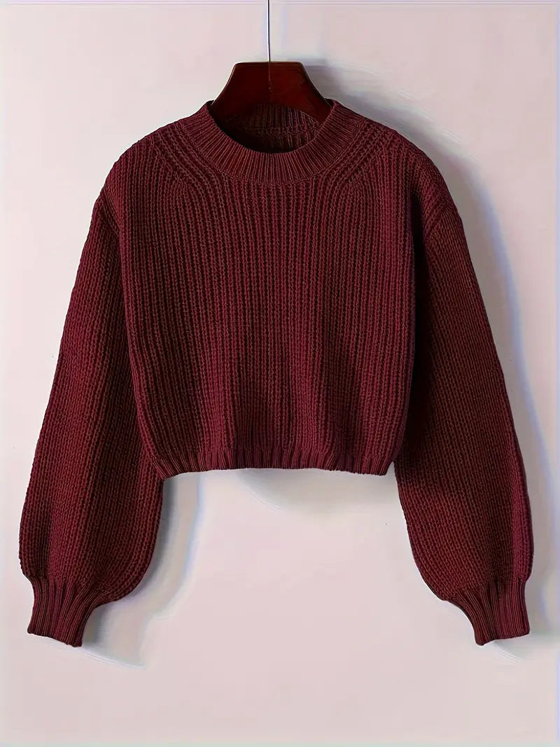 Women's Ribbed Knit Short Winter Sweater