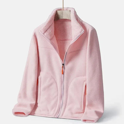Double-breasted Women's Fleece Jacket Warm Elegant