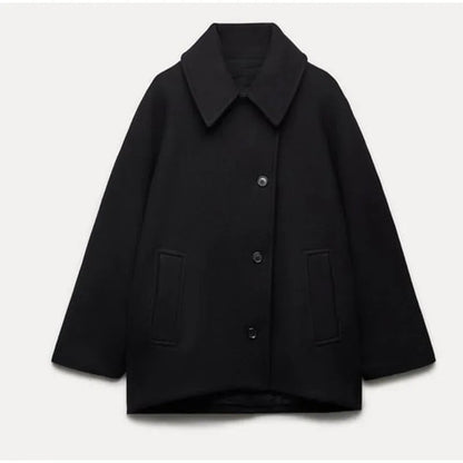 Plus Size Jacket with Fold-Down Collar