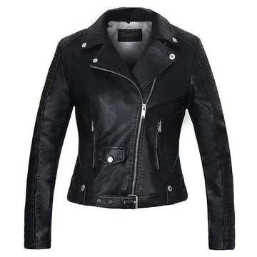 Mia - Luxury Leather Jacket Women Elegant Black