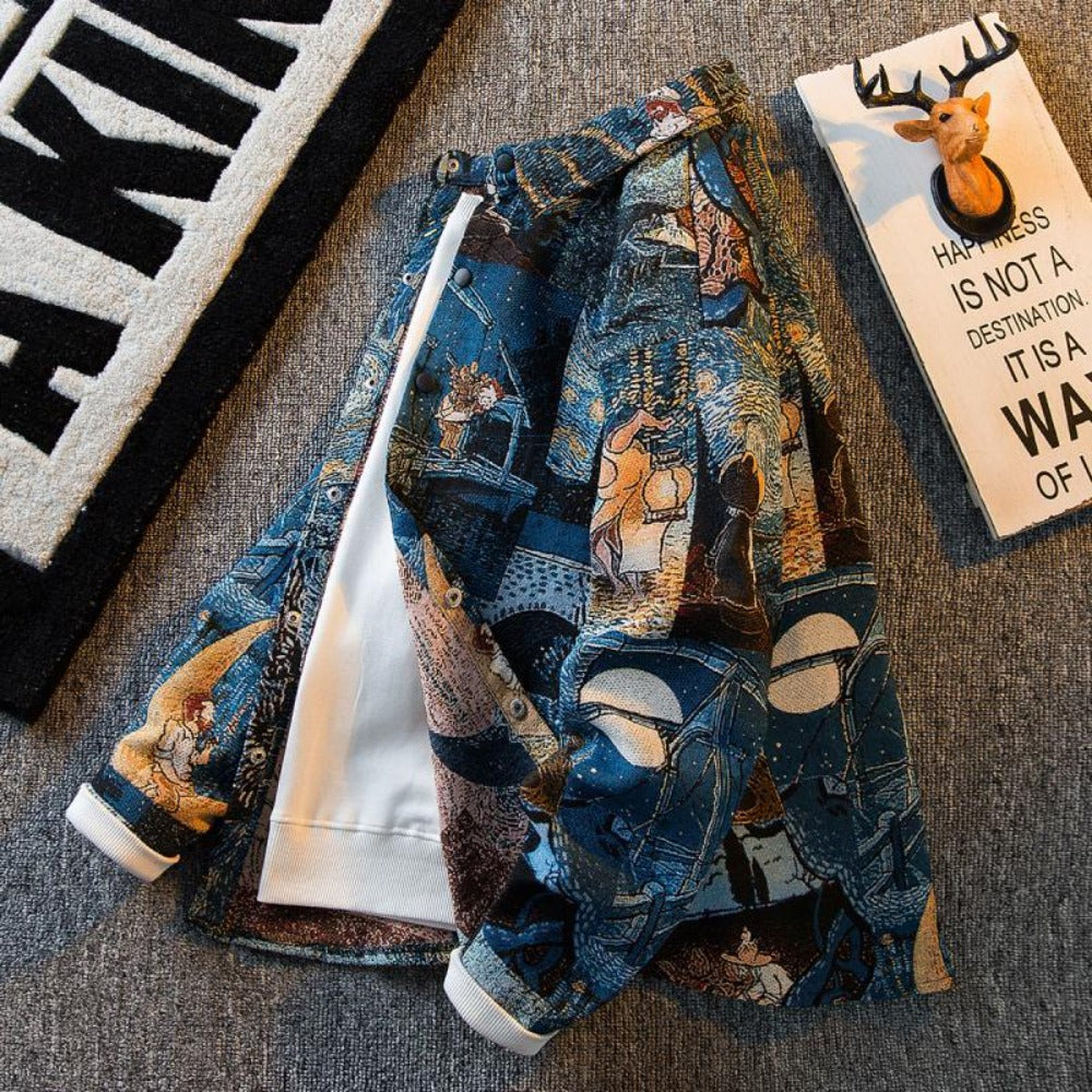 Men's Long-Sleeved Printed Modern Shirt