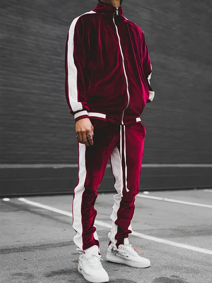 Men's Classic Velvet Tracksuit with Zipper