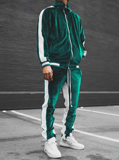Men's Classic Velvet Tracksuit with Zipper