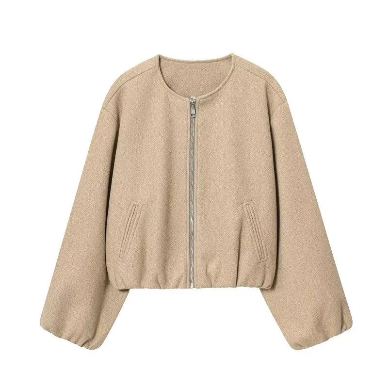Fashionable Women's Bomber Jacket Short Zipper