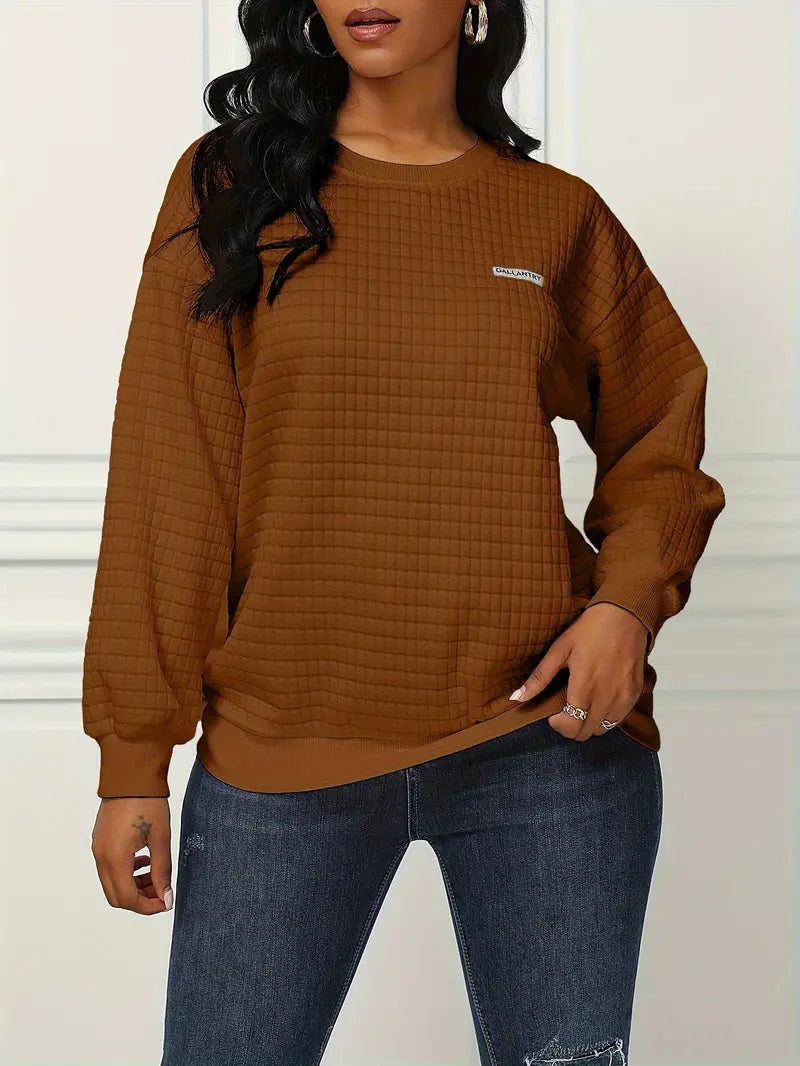 Olivia - Comfortable Waffle Knit Relaxed Fit Pullover
