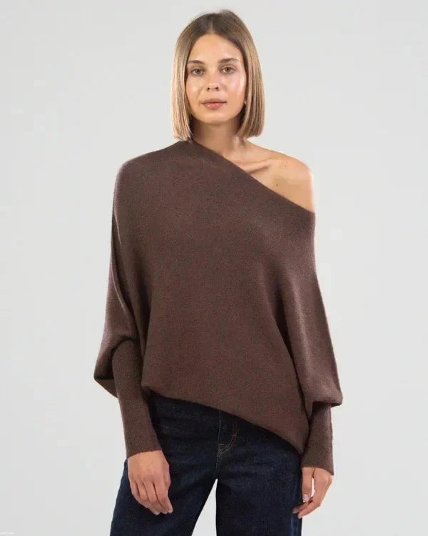 Asymmetric Off-Shoulder Sweatshirt Jacket