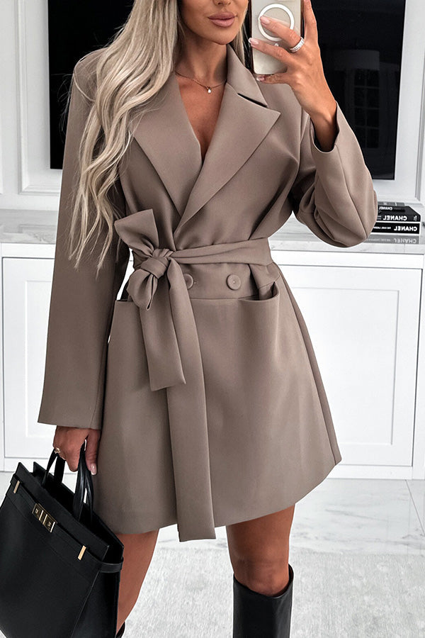 Elegant Beige Women's Long Jacket