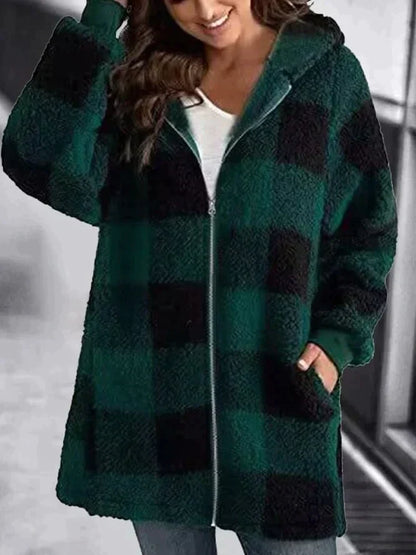 Oversized Plaid Coat Comfortable Loose