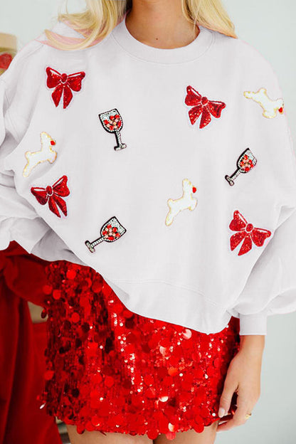 Christmas Sweatshirt Women Sequin Loose Sleeves