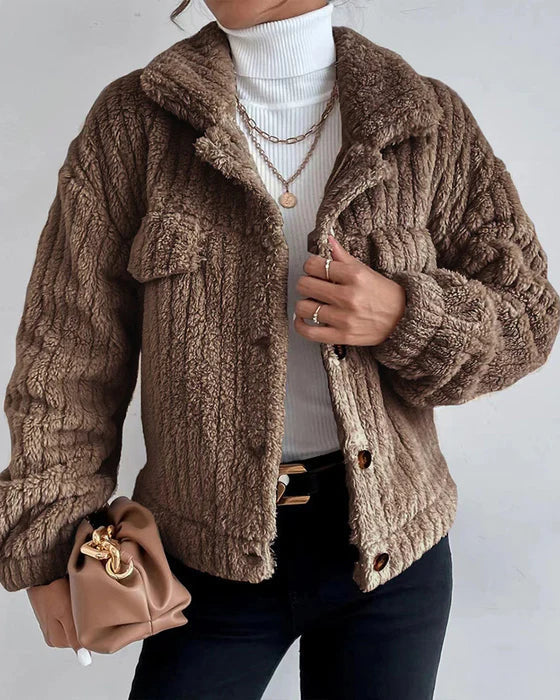 Thick Winter Coat Casual Lapel Button Long Sleeve