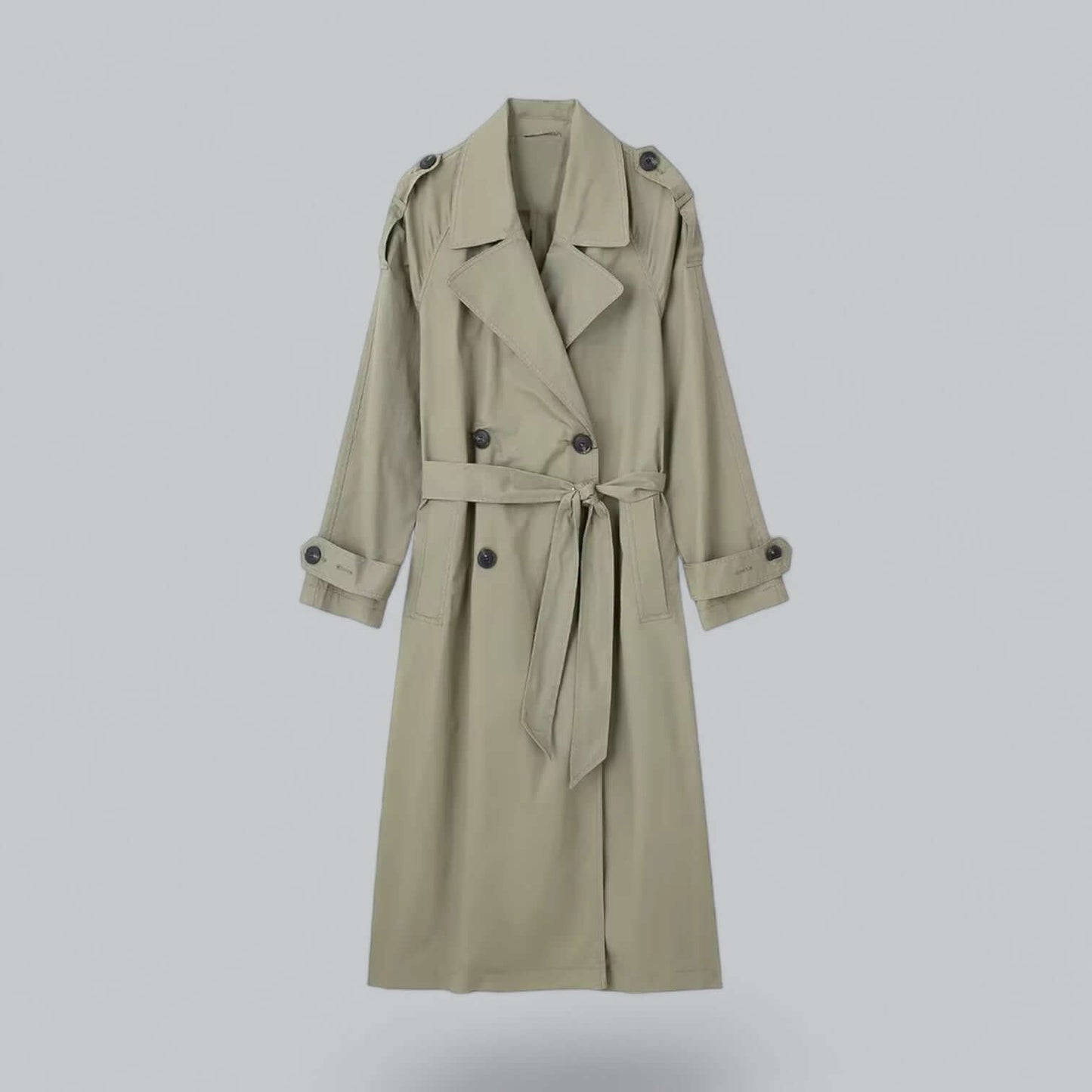 Stylish women's trench coat double lining belt