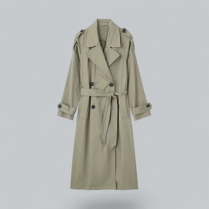 Stylish women's trench coat double lining belt