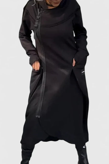 Casual Women's Hoodie Dress Long Sleeve Zipper