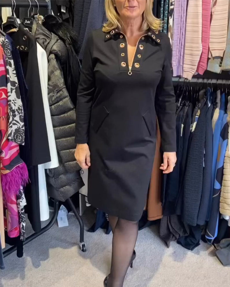 Fashionable Dress Zipper V-Neck
