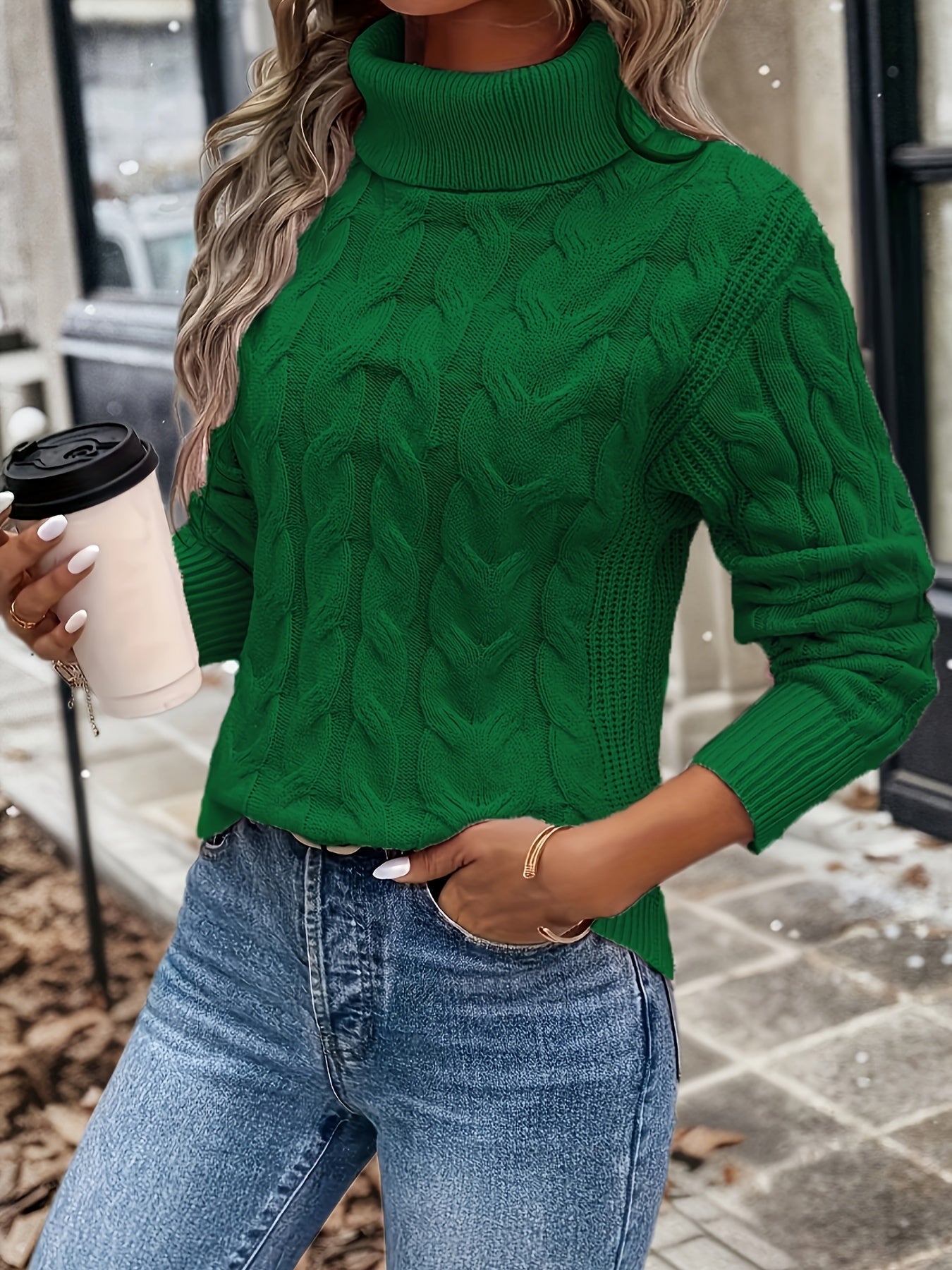 Soft Women's Turtleneck Sweater Cashmere Look